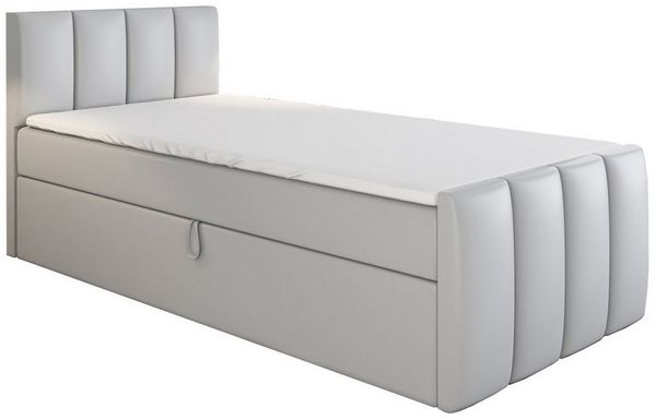 A&J MöbelLand GmbH Boxspringbett Einzelbett FUNI mit Bettkasten, Topper und gepolstertem Kopfteil. (Boxspringbett mit Bettkasten und gepolstertem Kopfteil. Inclusive Topper !, TOP ANGEBOT), Länge 216 cm Höhe 106 cm