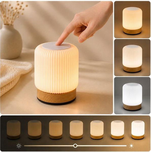 ibettertec LED Nachttischlampe LED Nachtlicht Nachttischlampe Touch-Lampe,USB,Dimmbar, LED fest integriert, stufenlos dimmbar, Soft-Light-Touch-Steuerung,Nachtlicht für Kinder,3 Helligkeitsstufen
