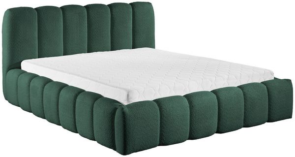 yourhouse24 Polsterbett Micandi Bouclé, Rillen-Design inkl. Metallrahmen, Voluminöses Wolkenbett mit großem Bettkasten