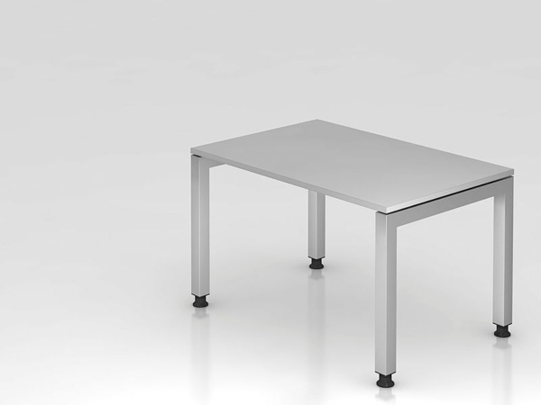 Schreibtisch JS12 U-Fuß / 4-Fuß eckig 120x80cm Grau Gestellfarbe: Silber