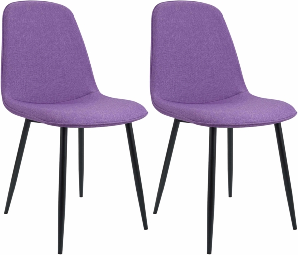 CLP 2er Set Esszimmerstuhl Maryam gepolstert mit Rückenlehne,lila Stoff
