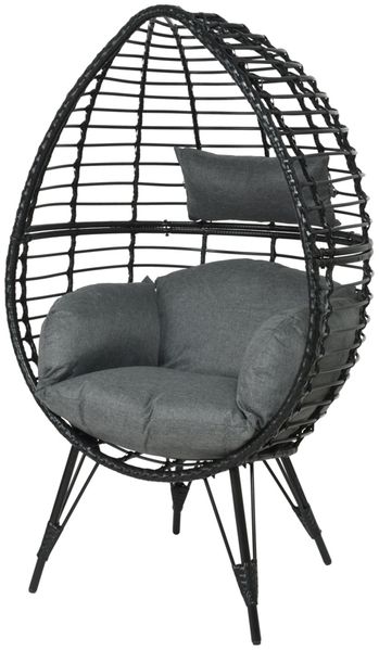 2er Set Kaemingk Evora Ei-Stuhl stehend Wicker schwarz