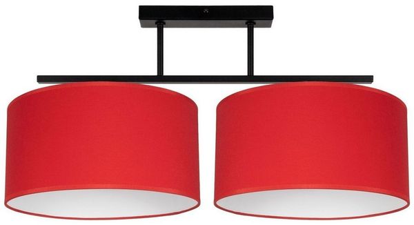 Licht-Erlebnisse Deckenleuchte BIRNO, ohne Leuchtmittel, Metall Stoff E27 Schwarz Rot Weiß 2-flammig länglich Modern