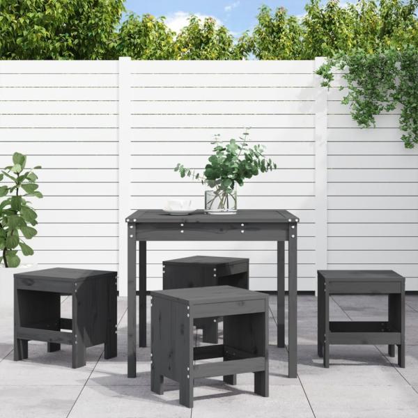 vidaXL 5-tlg. Garten-Essgruppe Grau Massivholz Kiefer 3157711