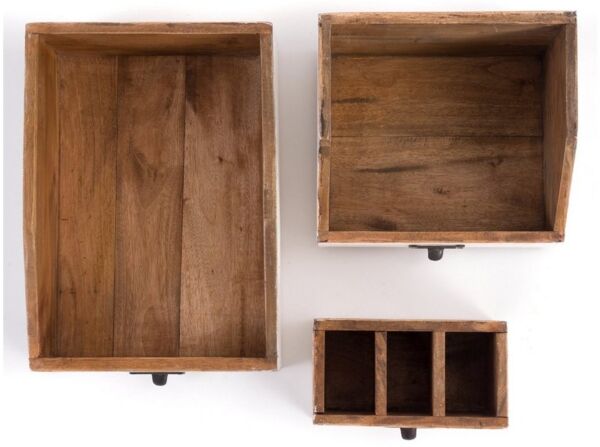 DESIGN DELIGHTS Aufbewahrungsbox SCHREIBTISCH ORGANIZER SET "OFFICE", 3-teilig, Altholz massiv, Farb