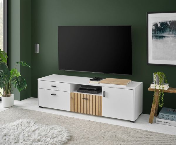 Home affaire Lowboard Hudson, in moderner Trendfarbe, Griffe aus Metall (Schwarz), Breite 150 cm