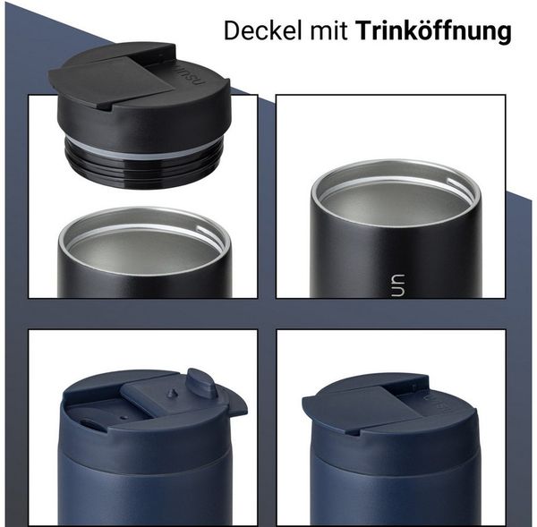 Vinsun Thermobecher Edelstahl Isolierbecher 350ml - Kaffeebecher doppelwandig isoliert, 2-tlg, Edelstahl, BPA frei, auslaufsicher, bruchfest, Kalt- und Heißgetränke