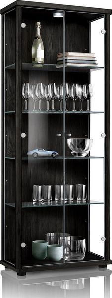K-Möbel Glasvitrine C1019 (Glasvitrine (176x67x33 cm) mit 2 Glastüren) Glasvitrine Stehend