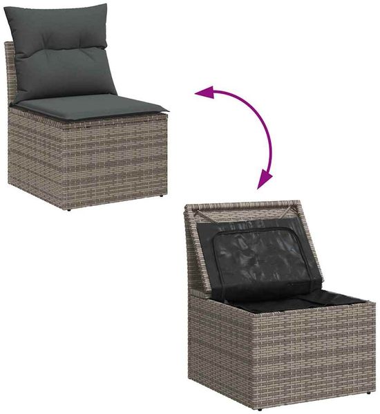 vidaXL Garten-Sofa-Set mit Speicher 6 pcs Grau Poly Rattan 3358057 Bild 12