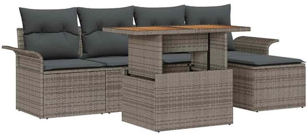 vidaXL Garten-Sofa-Set mit Speicher 6 pcs Grau Poly Rattan 3358057 Bild 2