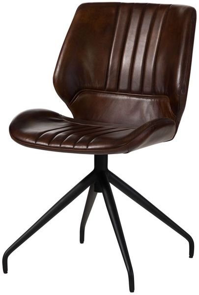 Stuhl Echtleder 51x61x84 braun IRON LABEL #111 - 2er Set