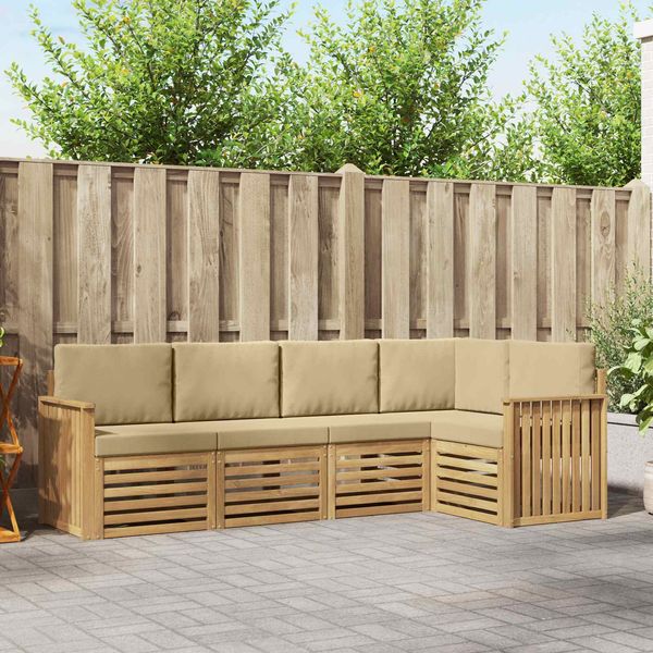 vidaXL Outdoor-Sofagarnitur 5 pcs Weiß und Beige 247 x 128,5 x 73 cm 3391833