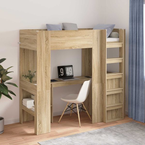 vidaXL Etagenbettgestell mit Schreibtisch Sonoma-Eiche 75 x 190 cm 3410429