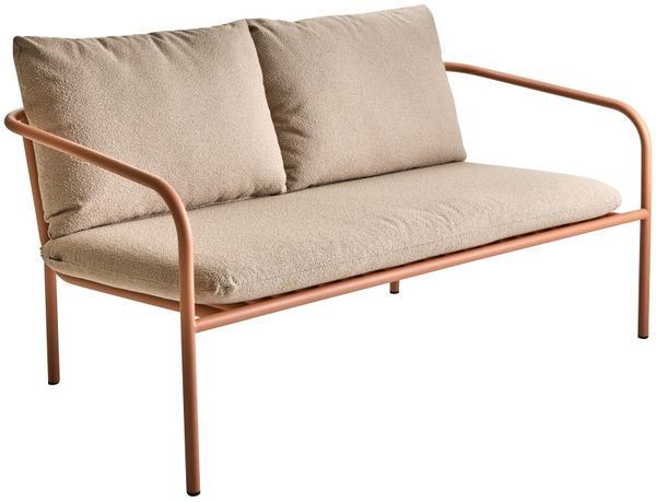 Gartensofa Bendt mit Kissen aus Teddy-Olefin Stoff und Aluminium, skandinavisch, peach beige, Outdoor