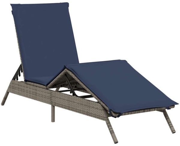 vidaXL Sonnenliege mit Kissen Grau Poly Rattan 4002707