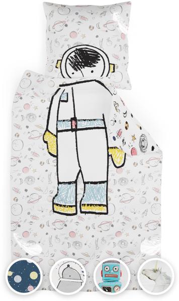 Soft Wonder Kids-Edition Bettwäsche 135 x 200 cm 80 x 80 cm atmungsaktiv Mikrofaser Astronaut