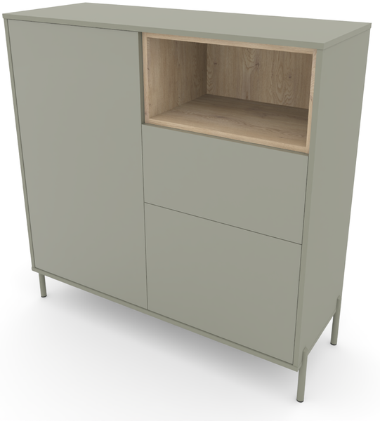 Highboard HYGGE mit 2 Türen, 1 Schublade, 1 offenes Fach, Salbei Grün