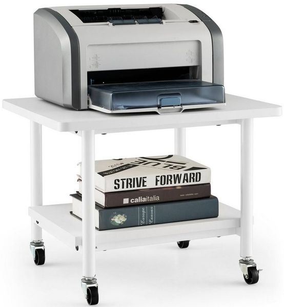 COSTWAY Druckertisch, mit 2 Ebenen & 4 Rollen, bis 35 kg, 49x40x38cm