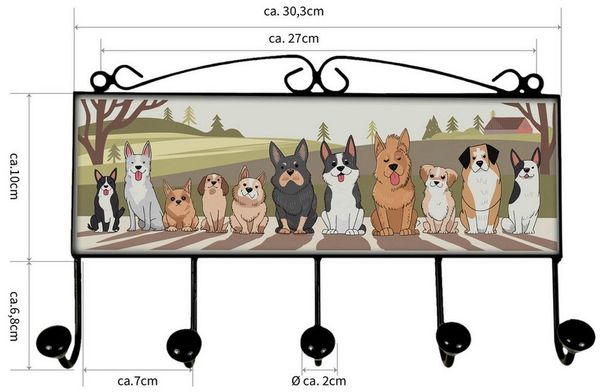 speecheese Garderobenleiste Hunde Kleiderhaken Leiste mit 5 Haken für Hundeliebhaber