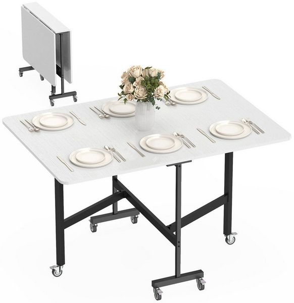 HOMCOM Klapptisch Mobiler Esstisch (Set, 1-St, 1 Tisch), Platzsparend, klappbar, mit Rollen
