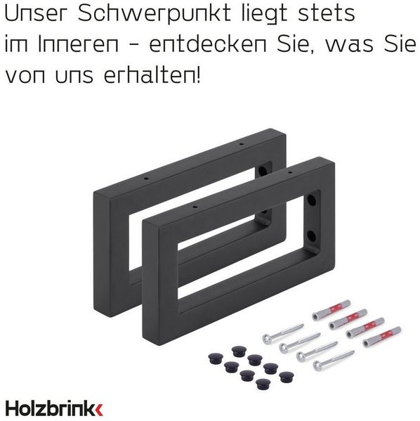 HOLZBRINK Wandregalhalter Wandkonsole Viereck Wandregalträger, 2-tlg. SET, Industriestahl pulverbeschichtet, massive Ausführung