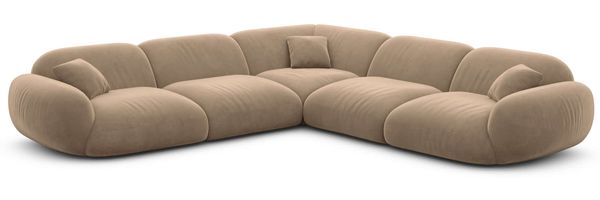 Ecksofa Alcazar L Form aus Samtstoff - Samtstoff - braun
