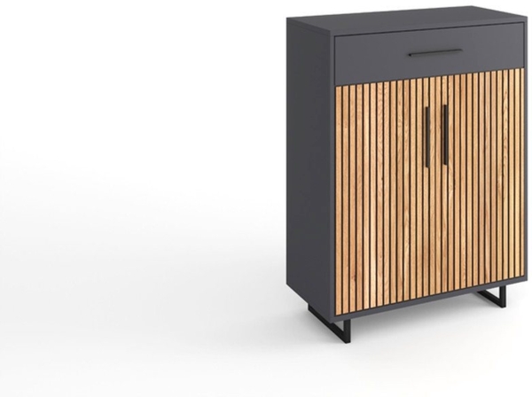 ELFO Schuhkommode in Eiche / anthrazit, Eiche teilmassiv - 82x100x40cm (BxHxT) Bild 4