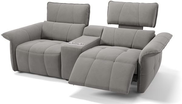 Sofanella Kinosofa ADRIA Stoffsofa Kinosessel Heimkino in Hellgrau M: 246 Breite x 101 Tiefe