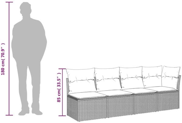vidaXL 8-tlg. Garten-Sofagarnitur mit Kissen Grau Poly Rattan 3267440 Bild 11