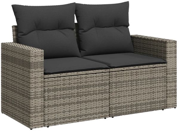 vidaXL 8-tlg. Garten-Sofagarnitur mit Kissen Grau Poly Rattan 3267440 Bild 4