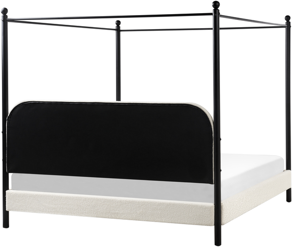 Himmelbett Bouclé DANNEMOIS 180 x 200 cm Cremeweiß Bild 6
