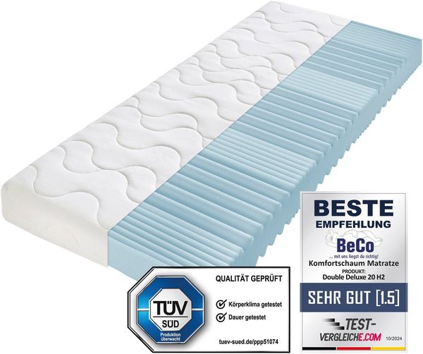 7-Zonen Matratze Double DeLuxe: TÜV-geprüft & Made in Germany 100x200 H4