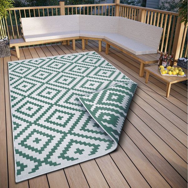 OTTO home Teppich Ronda Wendeteppich, rechteckig, Höhe: 5 mm, Sisal-Optik, Flachgewebe, In- und Outdoor, geometrisches Boho Design