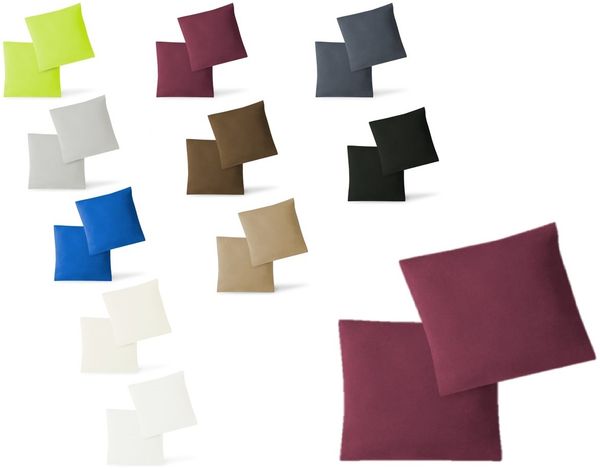 Jersey Kissenbezug, 2er Set, Bordeaux, 40x40 cm