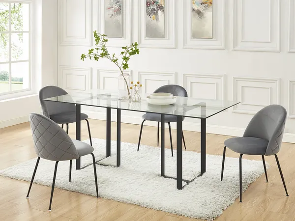 Vente-unique - MELBOURNE Stuhl SamtStoff Grau - B 55 cm x H 77 cm x L 50 cm