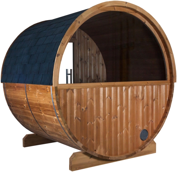 Sentiotec Kaski 180 Panorama Fasssauna Außensauna aus Thermo-Kiefer Ø 220 x 180 cm Bild 2