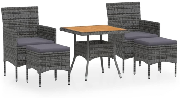 vidaXL 5-tlg. Garten-Essgruppe Poly Rattan & Massivholz Akazie Grau 3058333