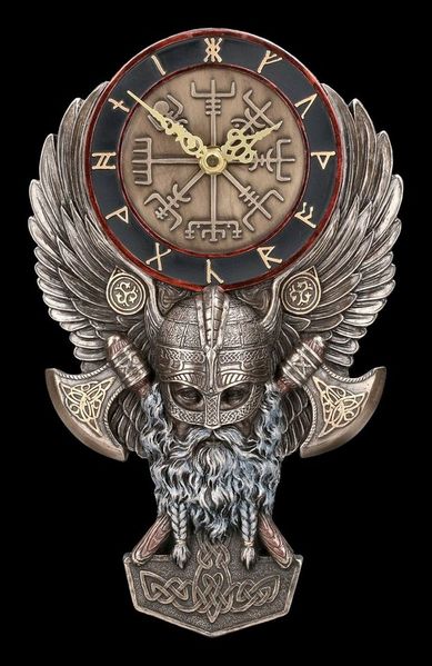 Figuren Shop GmbH Wanduhr Wanduhr Wikinger - Vegvisir - Veronese Dekoration