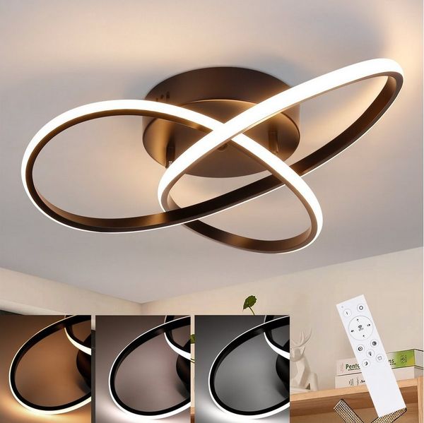Nettlife LED Deckenleuchte Dimmbar 40CM Geometrie Design Wohnzimmer Deckenlampe fernbedienung, LED fest verbaut