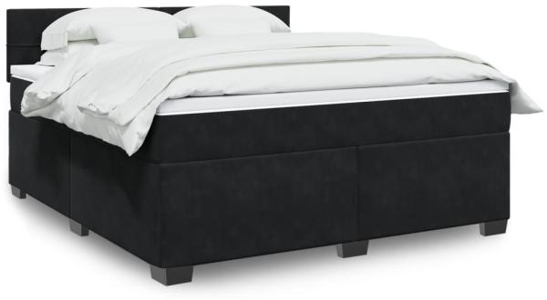 vidaXL Boxspringbett mit Matratze Schwarz 180x200 cm Samt 3288680