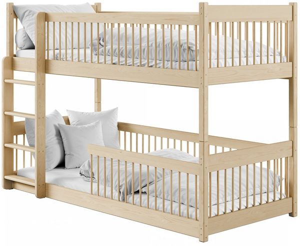 Kids Collective Kinderbett Hochbett Etagenbett 80x180, 90x190, 90x200 cm, umbaubar zu 2 Betten (mit abgerundeten Kanten), 80x180 cm von 3. bis 12. Lebensjahr, Natur