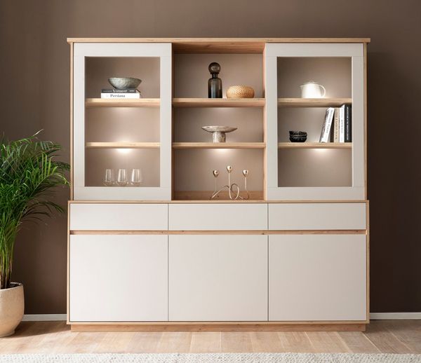 Home affaire Buffet Sonora, moderner Hochschrank, Buffetschrank in Kaschmir, Regal filigrane Rahmenoptik, ausreichend Stauraum, vielseitig einsetzbar