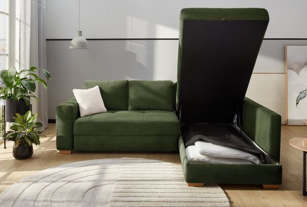 Jockenhöfer Gruppe Ecksofa Sunset L-Form, B: 257 cm, Dauerschlafsofa mit, Tonnentaschen-Federkern, Kaltschaumtopper, Bettkasten & Zierkissen