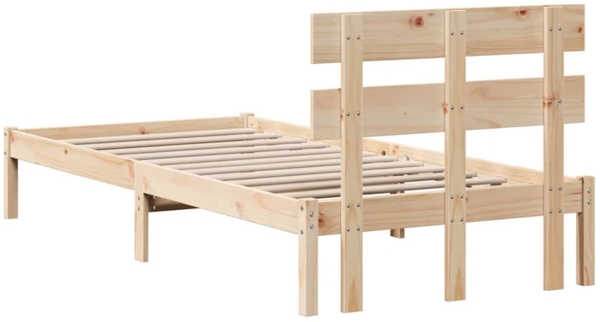 vidaXL Bettgestell mit Kopfteil Braun 75 x 190 cm Massivholz Kiefer 872146 Bild 6