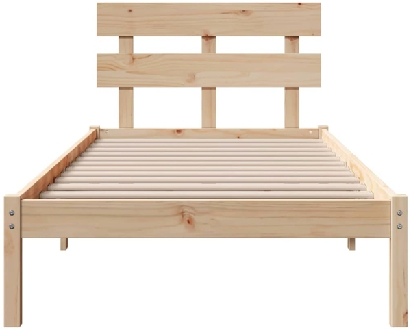 vidaXL Bettgestell mit Kopfteil Braun 75 x 190 cm Massivholz Kiefer 872146 Bild 4