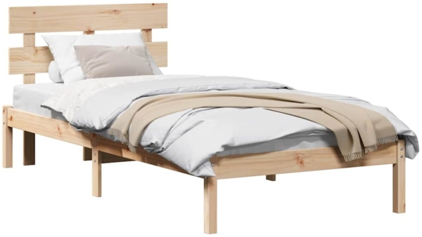 vidaXL Bettgestell mit Kopfteil Braun 75 x 190 cm Massivholz Kiefer 872146 Bild 2