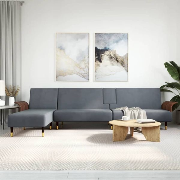 vidaXL Schlafsofa in L-Form Dunkelgrau 279x140x70 cm Samt 3157216