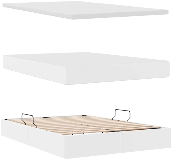 vidaXL Bett mit LED-Lichtleisten Reinweiß 140 x 190 cm PVC 3372302 Bild 8