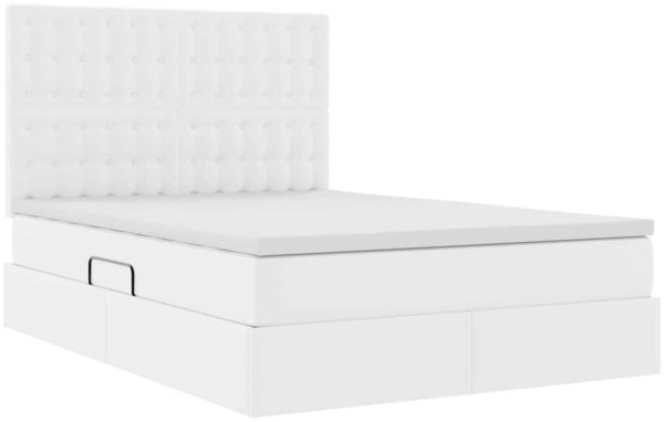 vidaXL Bett mit LED-Lichtleisten Reinweiß 140 x 190 cm PVC 3372302 Bild 5