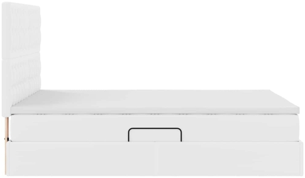 vidaXL Bett mit LED-Lichtleisten Reinweiß 140 x 190 cm PVC 3372302 Bild 10